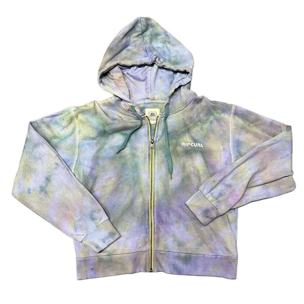Rip Curl Tie Dye Zip Up Hoodie Size XXS Pastel Y2K Style Crop top Jacket Surf